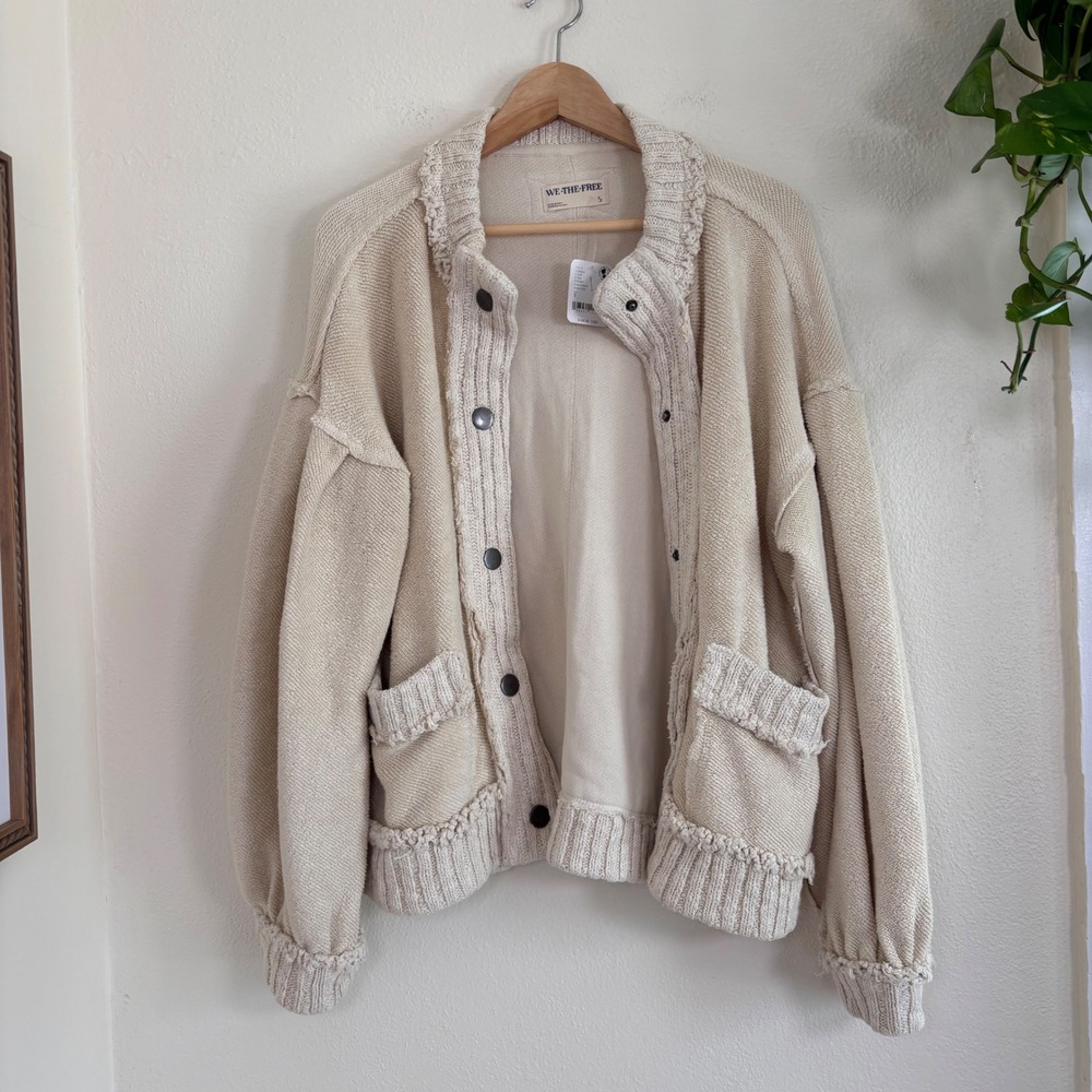 Free people we the free cute in this cardi jacket tea ivory size small